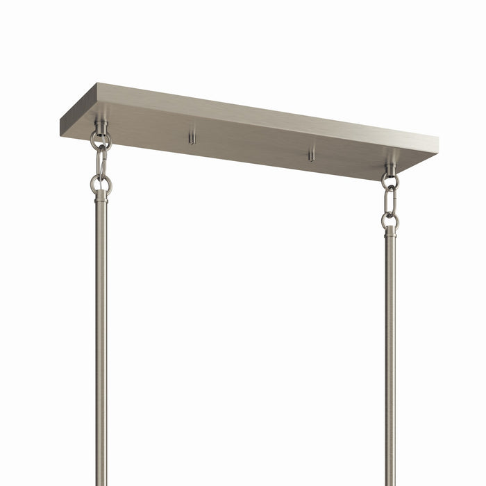 Kichler 52721NI Six Light Linear Chandelier, Brushed Nickel