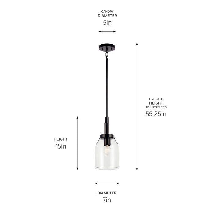 Kichler 52725BK One Light Mini Pendant, Black