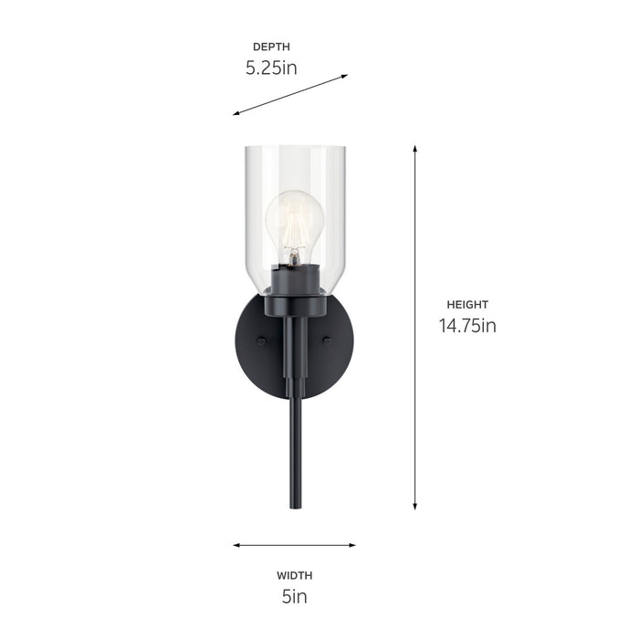 Kichler 55183BK One Light Wall Sconce, Black