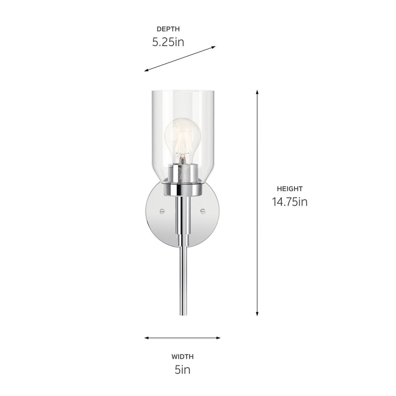 Kichler 55183CH One Light Wall Sconce, Chrome