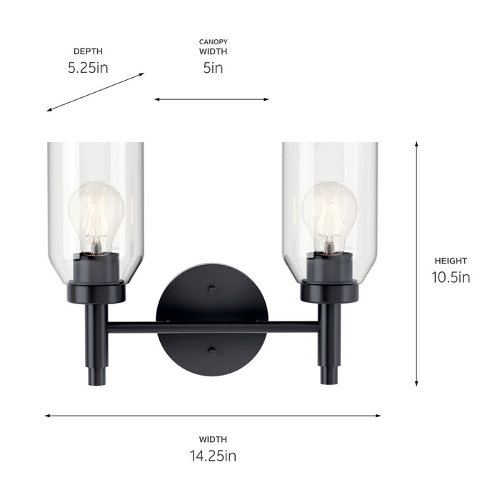 Kichler 55184BK Two Light Vanity, Black