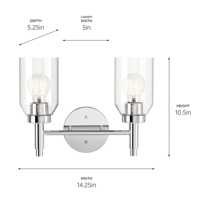 Kichler 55184CH Two Light Vanity, Chrome