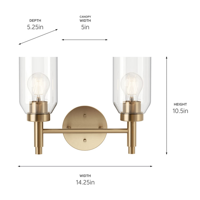 Kichler 55184CPZ Two Light Vanity, Champagne Bronze