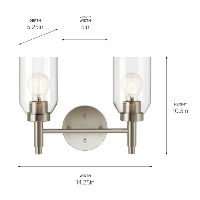 Kichler 55184NI Two Light Vanity, Brushed Nickel