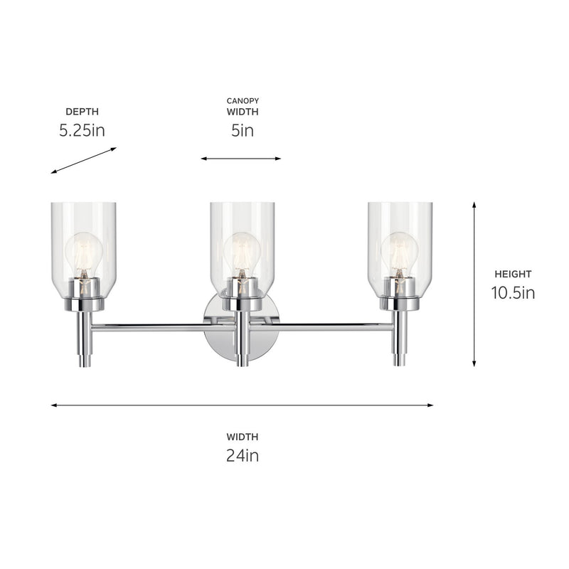 Kichler 55185CH Three Light Vanity, Chrome