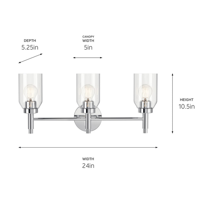 Kichler 55185CH Three Light Vanity, Chrome