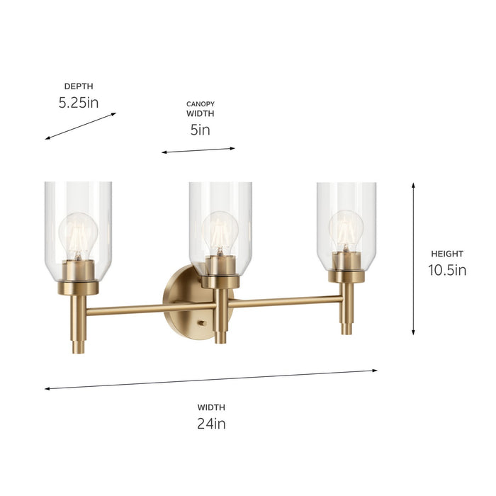 Kichler 55185CPZ Three Light Vanity, Champagne Bronze