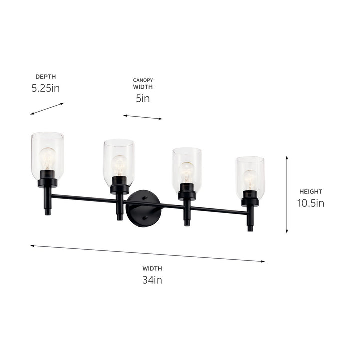 Kichler 55186BK Four Light Vanity, Black