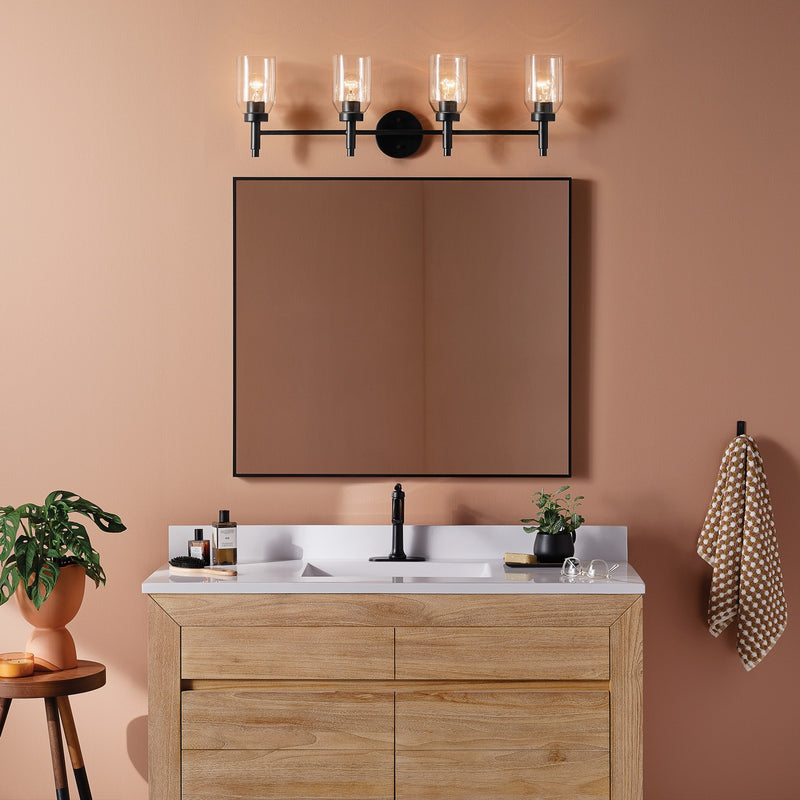 Kichler 55186BK Four Light Vanity, Black