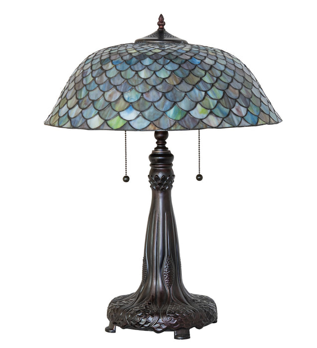 Meyda Tiffany 273849 Two Light Table Lamp, Mahogany Bronze