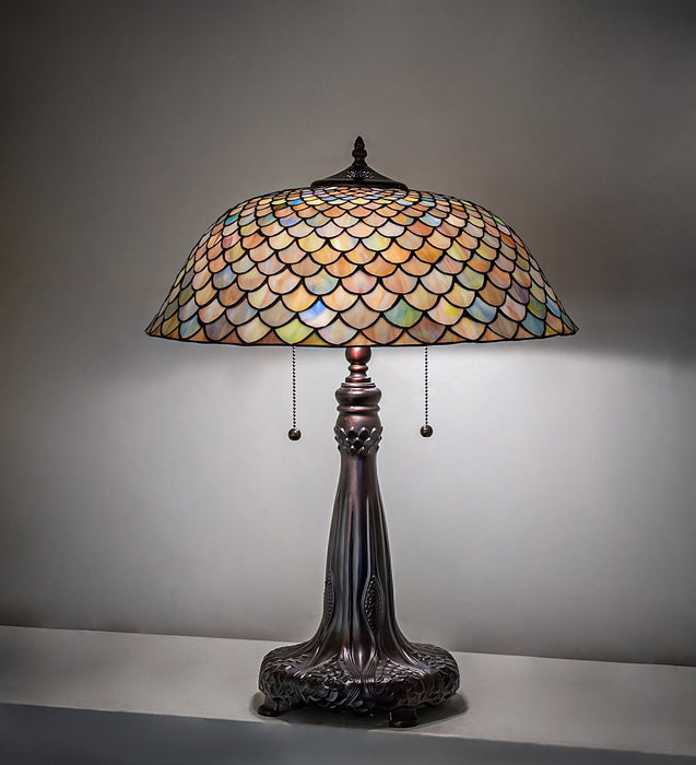 Meyda Tiffany 273849 Two Light Table Lamp, Mahogany Bronze