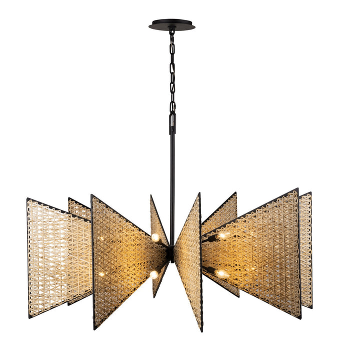 Varaluz 379C16MBS 16 Light Chandelier, Matte Black/Sulihiya