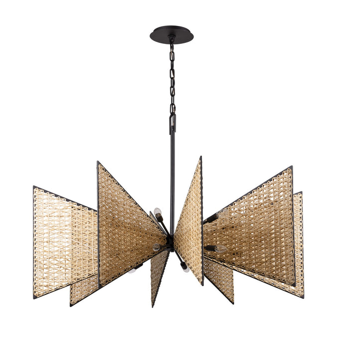 Varaluz 379C16MBS 16 Light Chandelier, Matte Black/Sulihiya