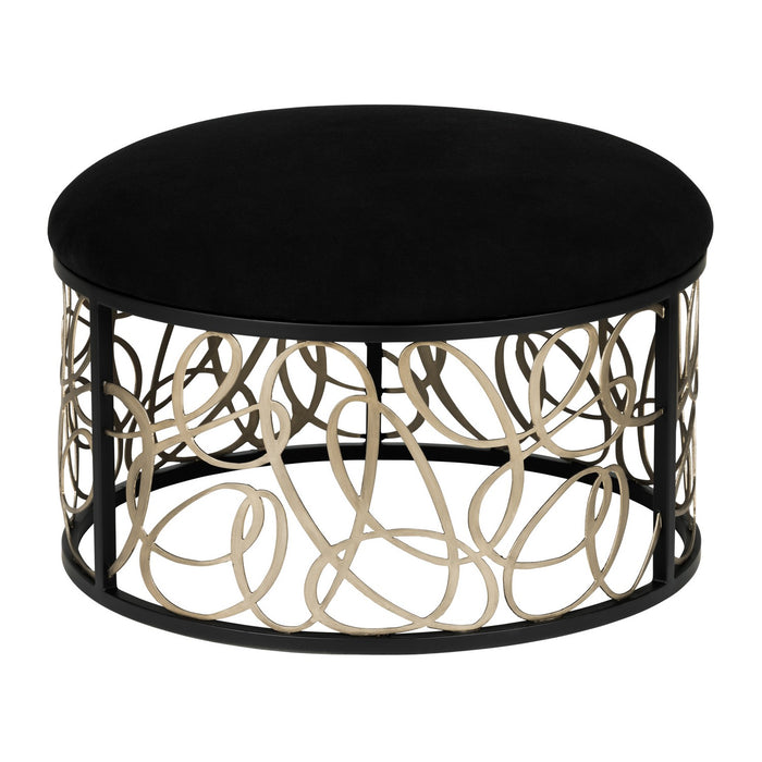Varaluz 381TC32NMBAR Nesting Coffee Table and Ottoman, Matte Black/Artifact