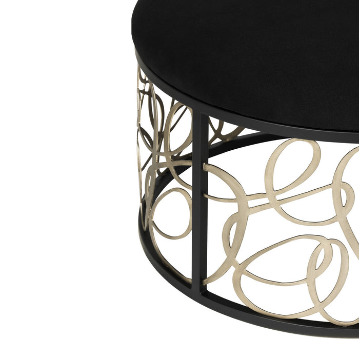 Varaluz 381TC32NMBAR Nesting Coffee Table and Ottoman, Matte Black/Artifact
