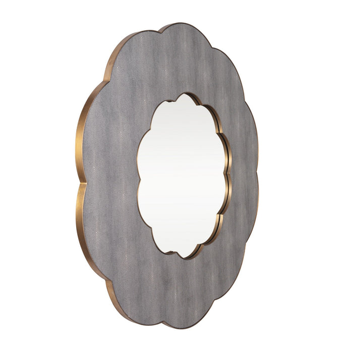Varaluz 453MI54A Wall Mirror, Gray Shagreen/Weathered Brass