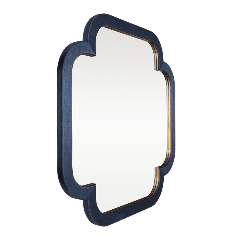 Varaluz 455MI36A Wall Mirror, Dark Blue Grasscloth/Weathered Brass