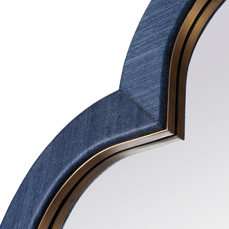 Varaluz 455MI36A Wall Mirror, Dark Blue Grasscloth/Weathered Brass