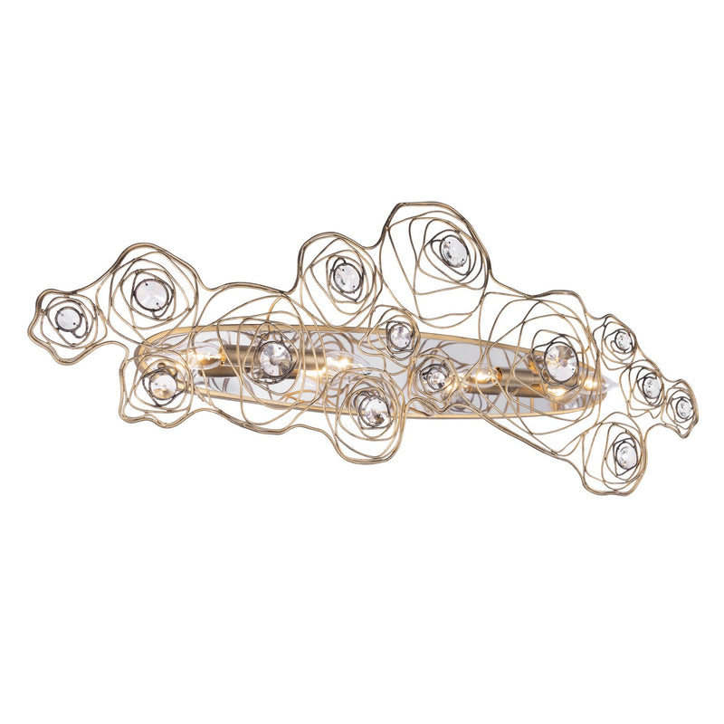 Varaluz 500W04HGOB Four Light Wall Sconce, Havana Gold Ombre/Polished Stainless Accents