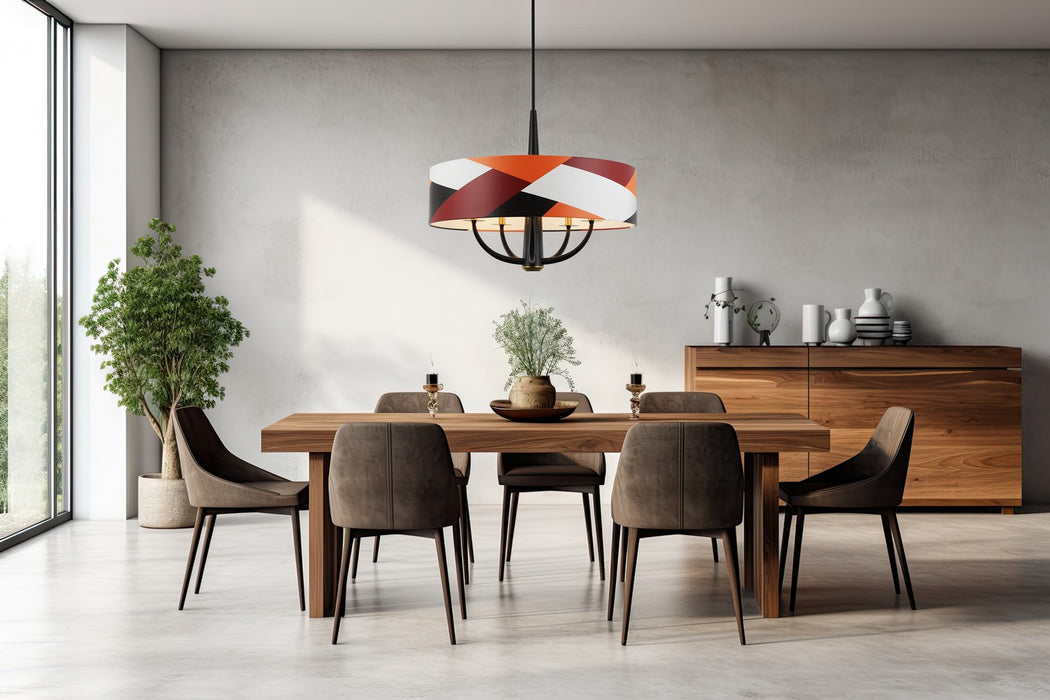 Varaluz 501P05BLSB Five Light Pendant, Black/Satin Brass/Patchwork