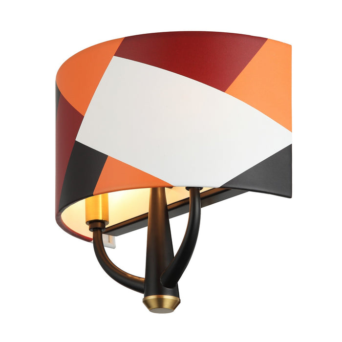 Varaluz 501W02BLSB Two Light Wall Sconce, Black/Satin Brass/Patchwork