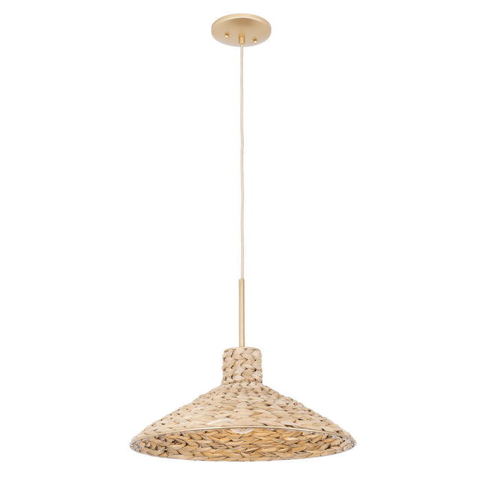 Varaluz 502P01MFGN One Light Pendant, French Gold/Natural Seagrass