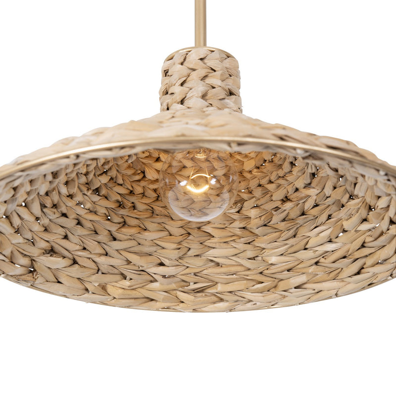 Varaluz 502P01MFGN One Light Pendant, French Gold/Natural Seagrass