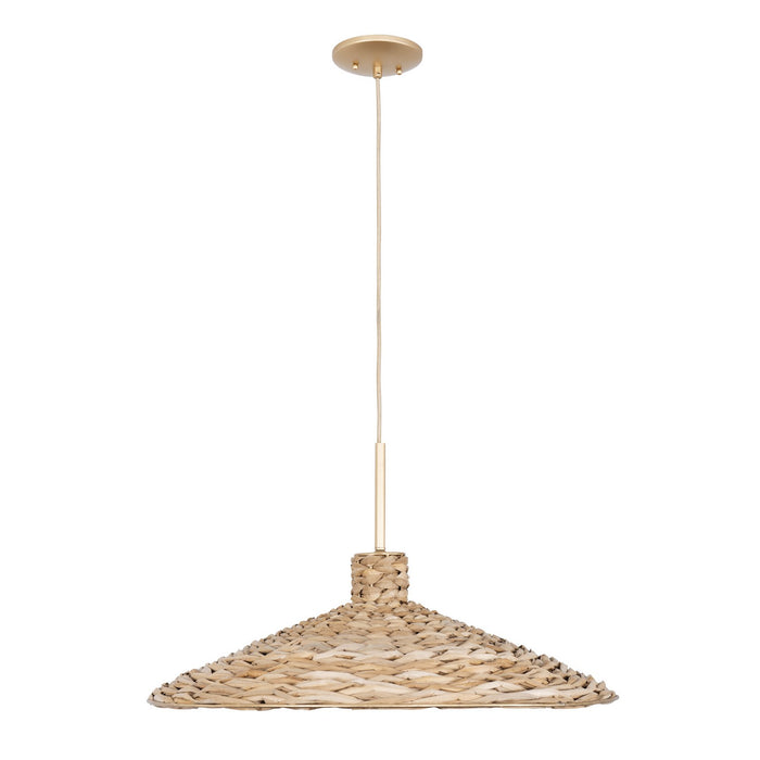 Varaluz 502P05FGN Five Light Pendant, French Gold/Natural Seagrass