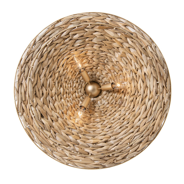 Varaluz 502P09FGN Nine Light Pendant, French Gold/Natural Seagrass