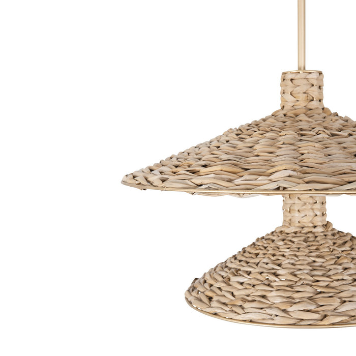 Varaluz 502P09FGN Nine Light Pendant, French Gold/Natural Seagrass