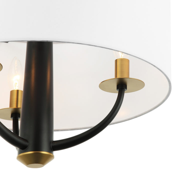 Varaluz 503P03BLSB Three Light Pendant, Black/Satin Brass
