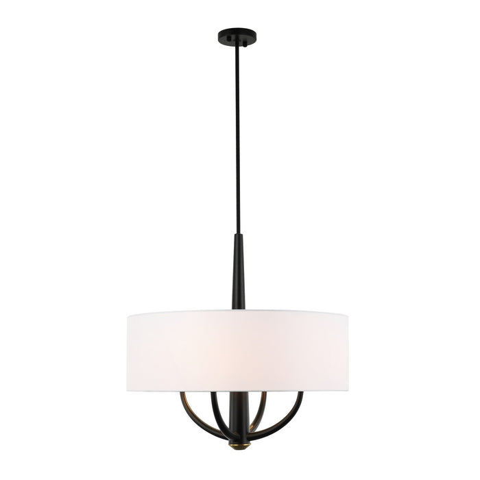 Varaluz 503P04BLSB Four Light Pendant, Black/Satin Brass