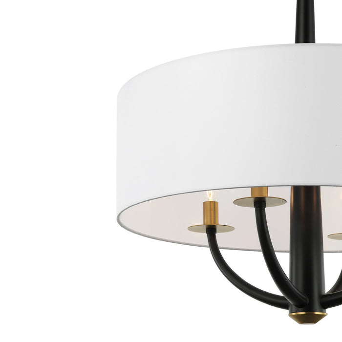 Varaluz 503P04BLSB Four Light Pendant, Black/Satin Brass