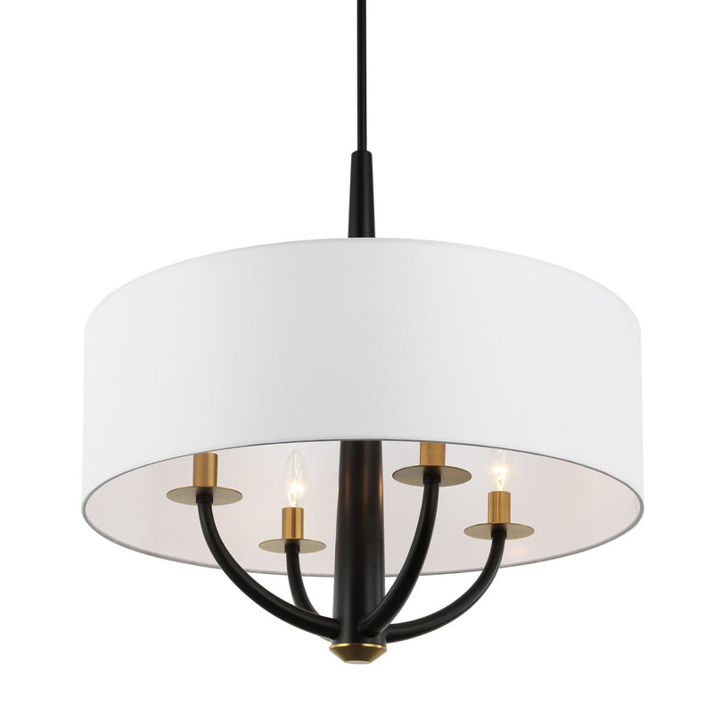 Varaluz 503P04BLSB Four Light Pendant, Black/Satin Brass