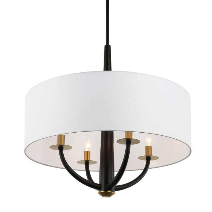Varaluz 503P04BLSB Four Light Pendant, Black/Satin Brass
