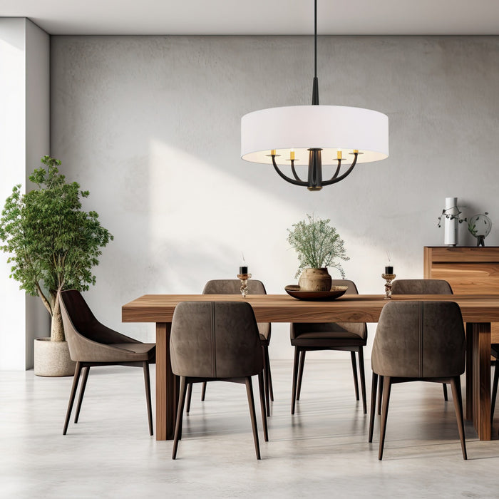 Varaluz 503P05BLSB Five Light Pendant, Black/Satin Brass