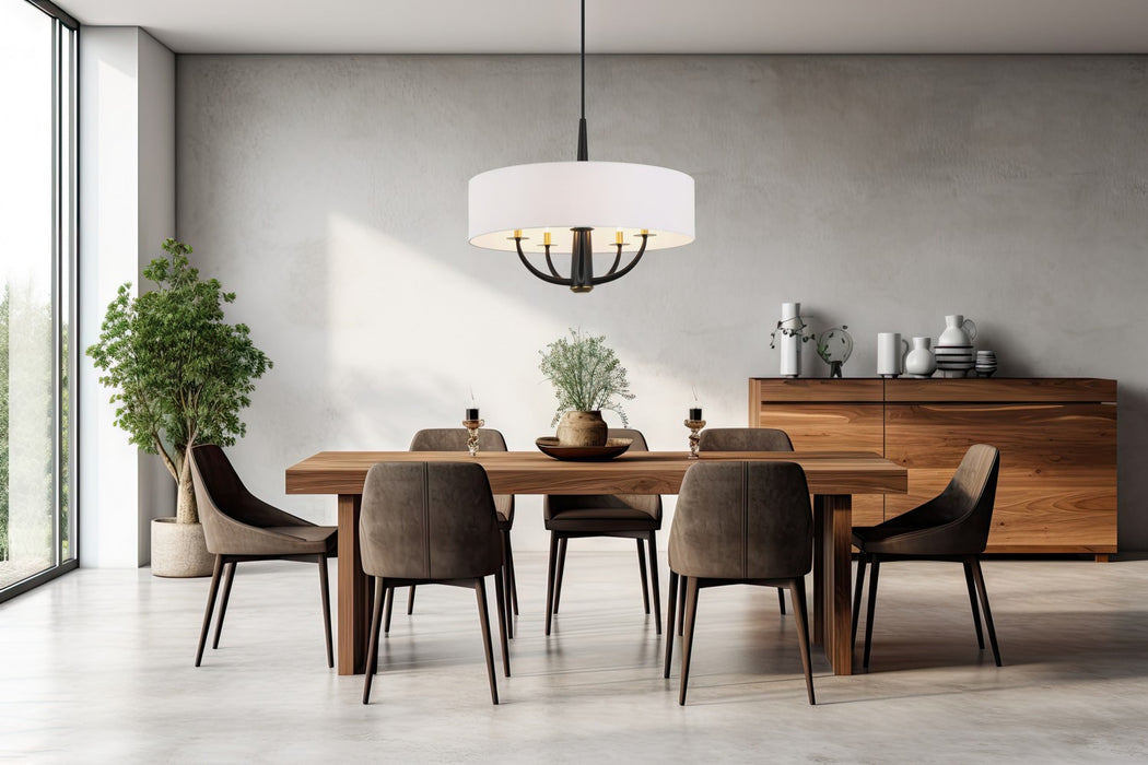 Varaluz 503P05BLSB Five Light Pendant, Black/Satin Brass