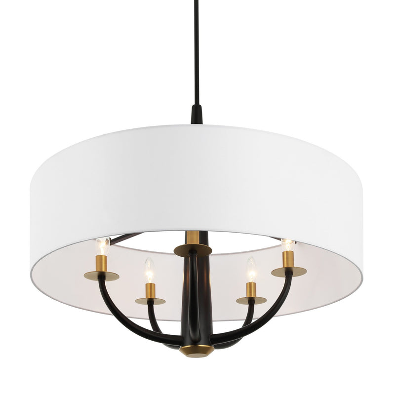 Varaluz 503P05BLSB Five Light Pendant, Black/Satin Brass