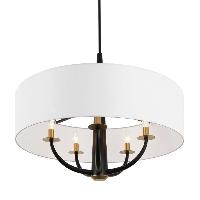 Varaluz 503P05BLSB Five Light Pendant, Black/Satin Brass