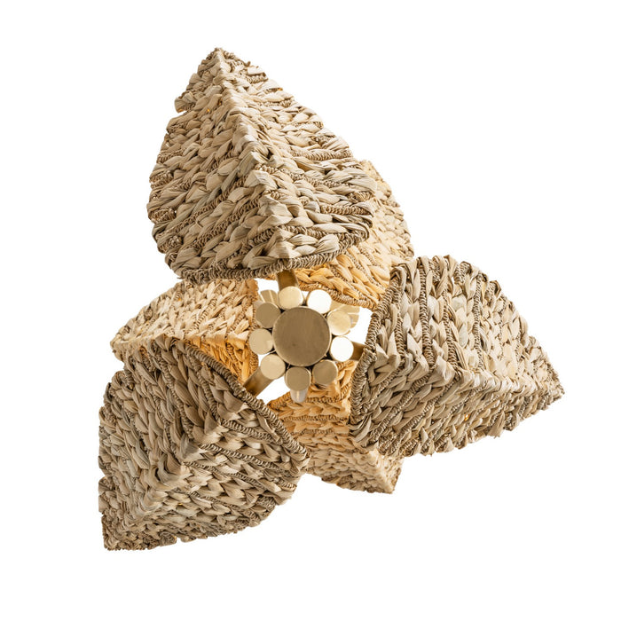 Varaluz 901C06FGN Six Light Chandelier, French Gold/Natural Seagrass
