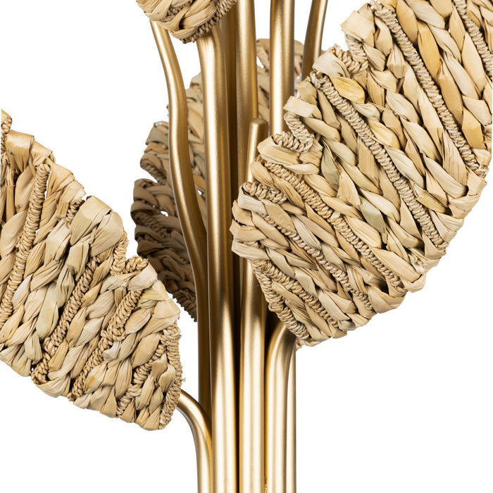 Varaluz 901C06FGN Six Light Chandelier, French Gold/Natural Seagrass