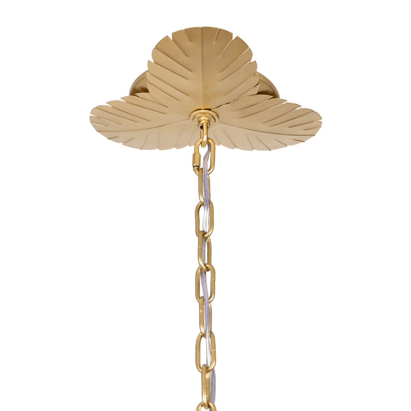 Varaluz 901C06FGN Six Light Chandelier, French Gold/Natural Seagrass