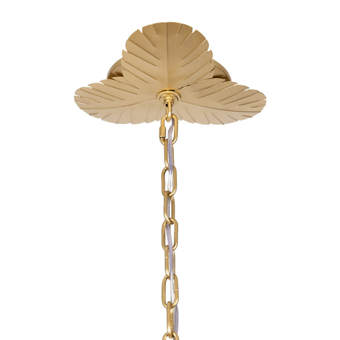Varaluz 901C06FGN Six Light Chandelier, French Gold/Natural Seagrass
