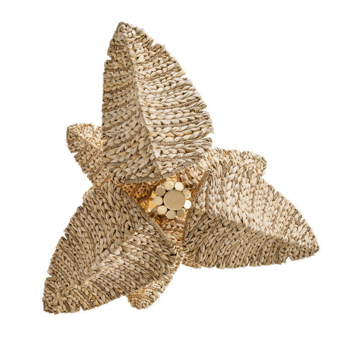 Varaluz 901C09FGN Nine Light Chandelier, French Gold/Natural Seagrass