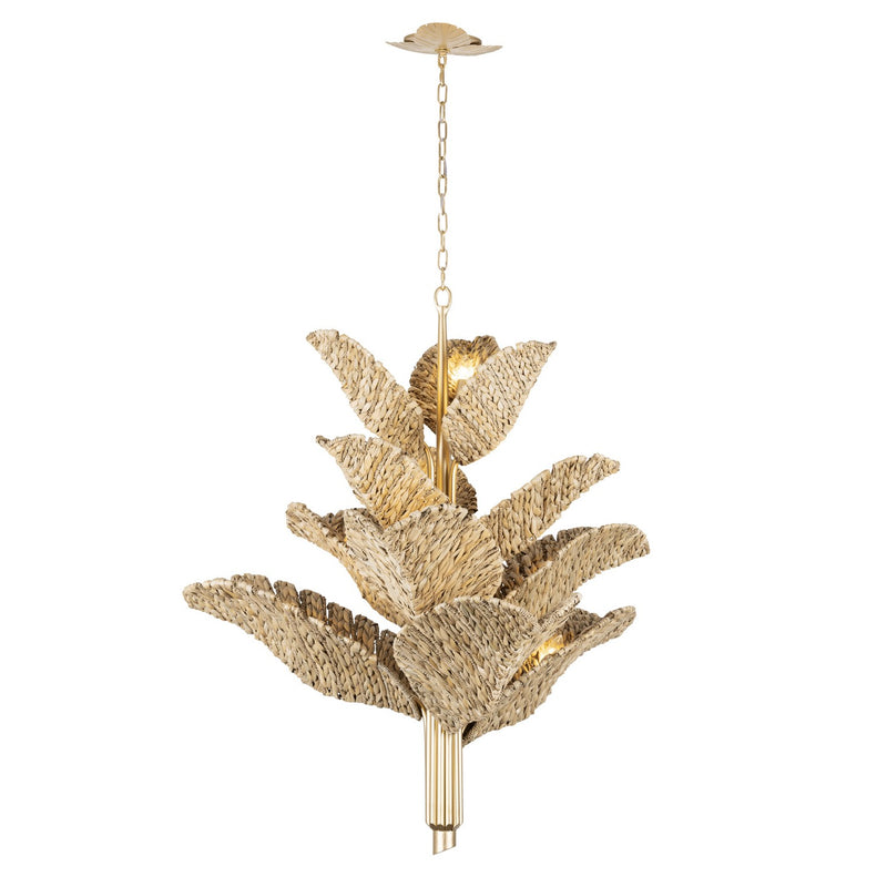 Varaluz 901C12FGN 12 Light Chandelier, French Gold/Natural Seagrass