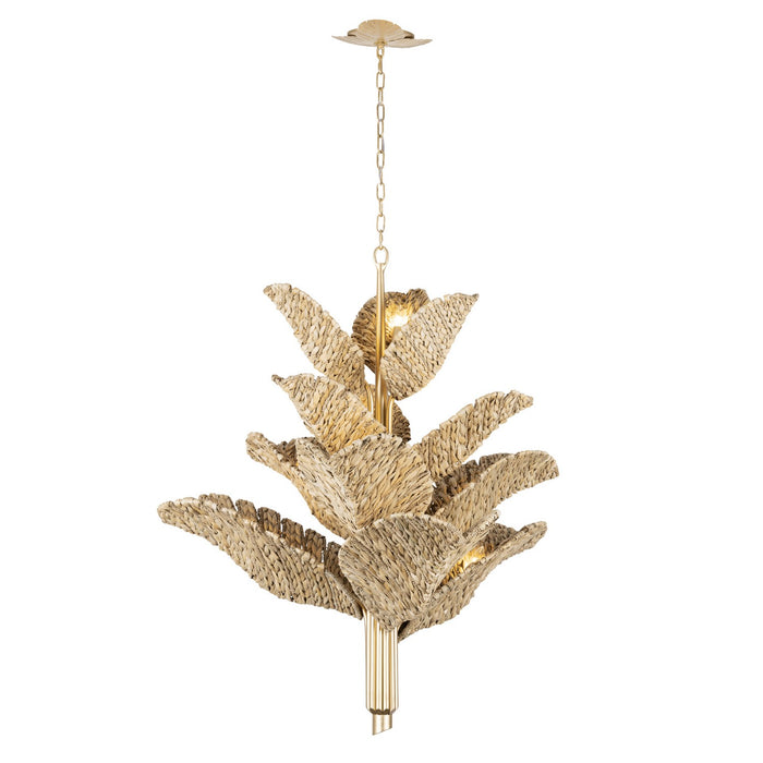 Varaluz 901C12FGN 12 Light Chandelier, French Gold/Natural Seagrass