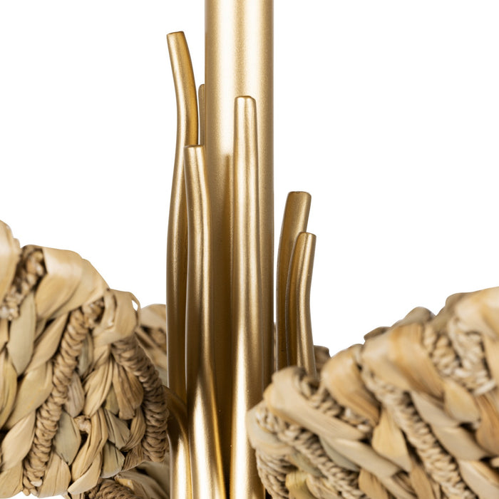 Varaluz 901S03FGN Three Light Semi-Flush Mount, French Gold/Natural Seagrass