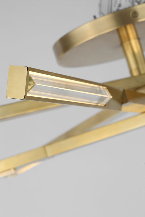 Visual Comfort Modern SLFM56727CCHAB LED Flush Mount, Hand Rubbed Antique Brass