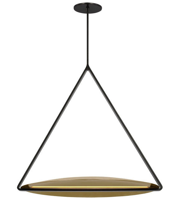 Visual Comfort Modern PBPD35127BZ/NB LED Pendant, Dark Bronze/Natural Brass