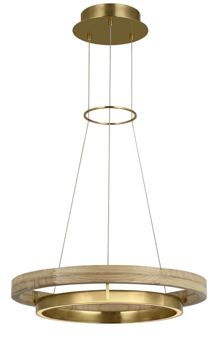 Visual Comfort Modern 700GRC24HABNO-LED930 LED Chandelier, Hand Rubbed Antique Brass/Natural Oak